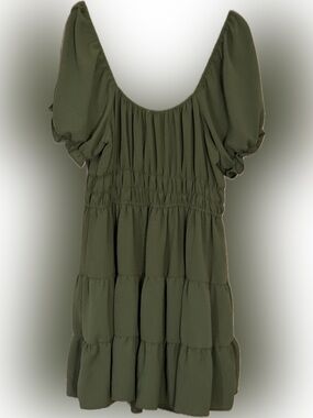 Liberty Love Olive Green Tiered Peasant Dress | Size 2X